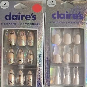 Claire's Holographic and Cream Faux Nail Set